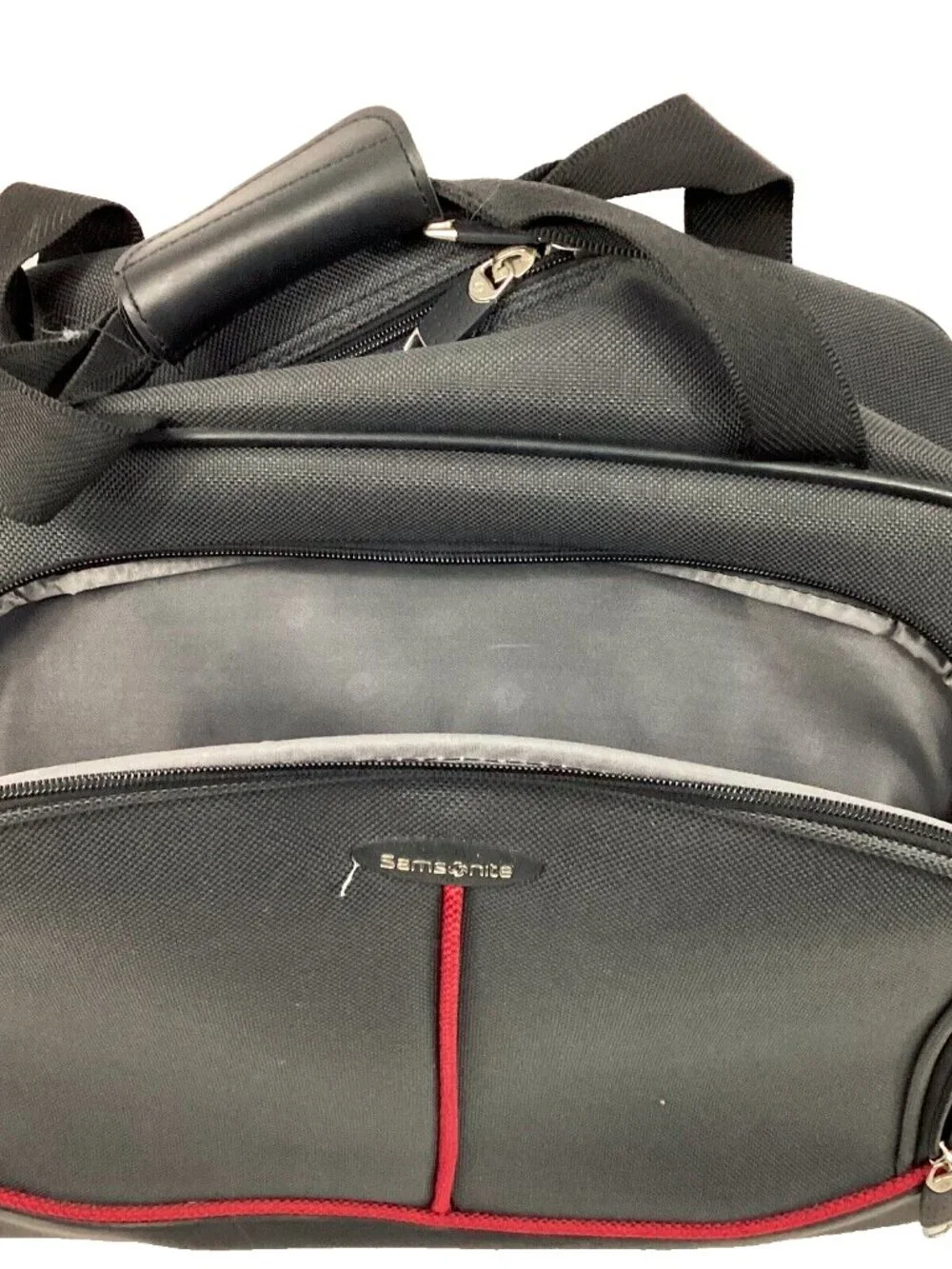 Samsonite Rolling Laptop Bag - Black/Red - Carry Handle + Pull-Along - EUC!